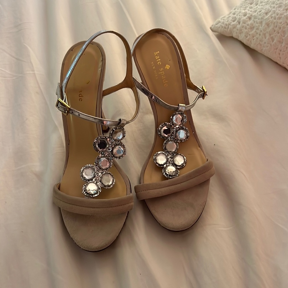 Kate Spade platform stilettos silver sparkles all in tact